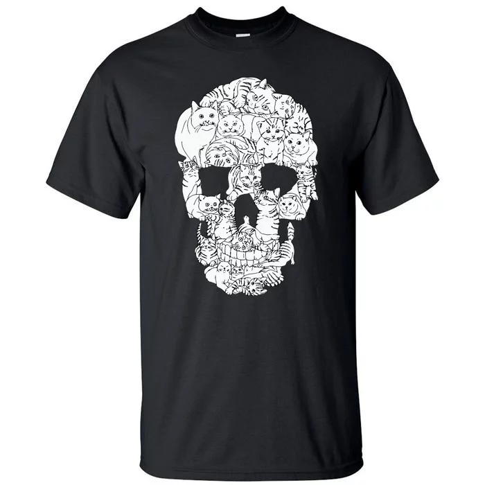 Cat Skull Kitty Skeleton Halloween Goth Punk Emo Gift Tall T-Shirt