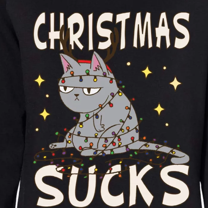 Christmas Sucks Kitty Merry Christmas Cat Gift Womens California Wash Sweatshirt