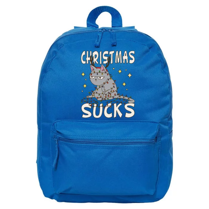 Christmas Sucks Kitty Merry Christmas Cat Gift 16 in Basic Backpack