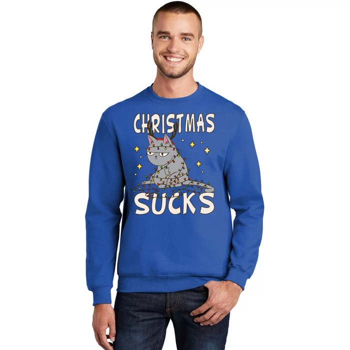 Christmas Sucks Kitty Merry Christmas Cat Gift Tall Sweatshirt