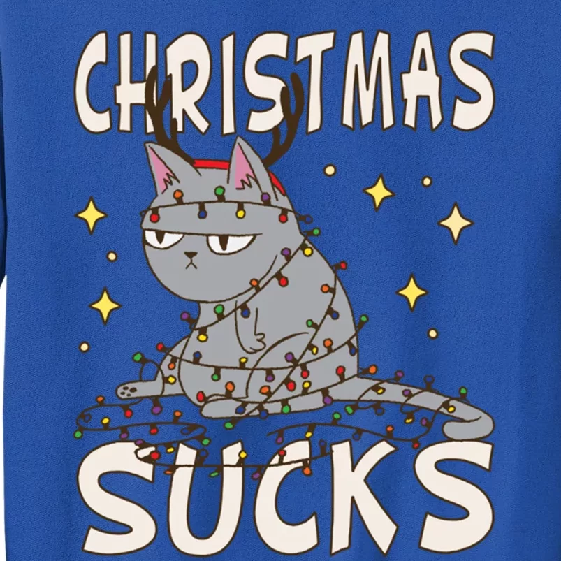 Christmas Sucks Kitty Merry Christmas Cat Gift Tall Sweatshirt