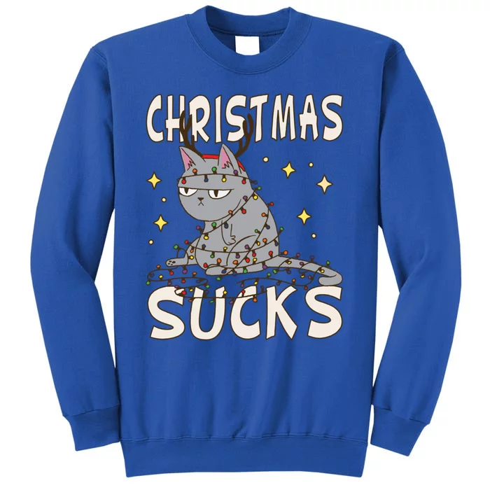 Christmas Sucks Kitty Merry Christmas Cat Gift Tall Sweatshirt