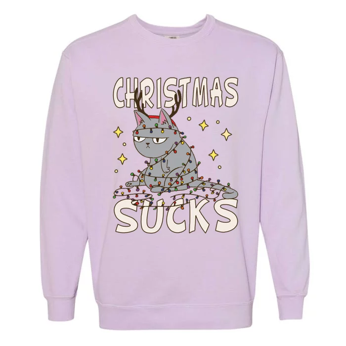 Christmas Sucks Kitty Merry Christmas Cat Gift Garment-Dyed Sweatshirt