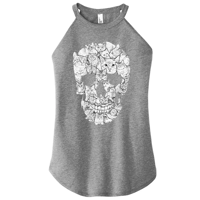 Cat Skull Kitty Skeleton Halloween Costume Idea Women’s Perfect Tri Rocker Tank