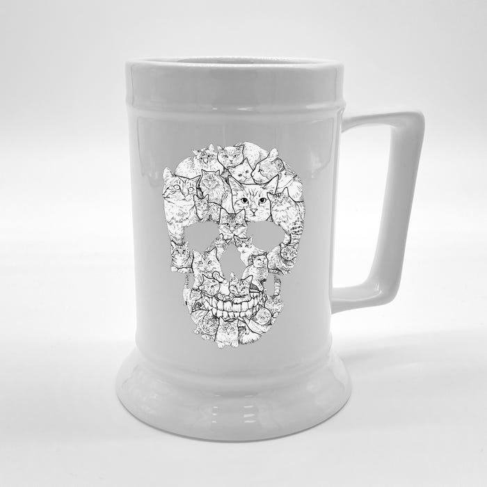 Cat Skull Kitty Skeleton Halloween Costume Idea Front & Back Beer Stein