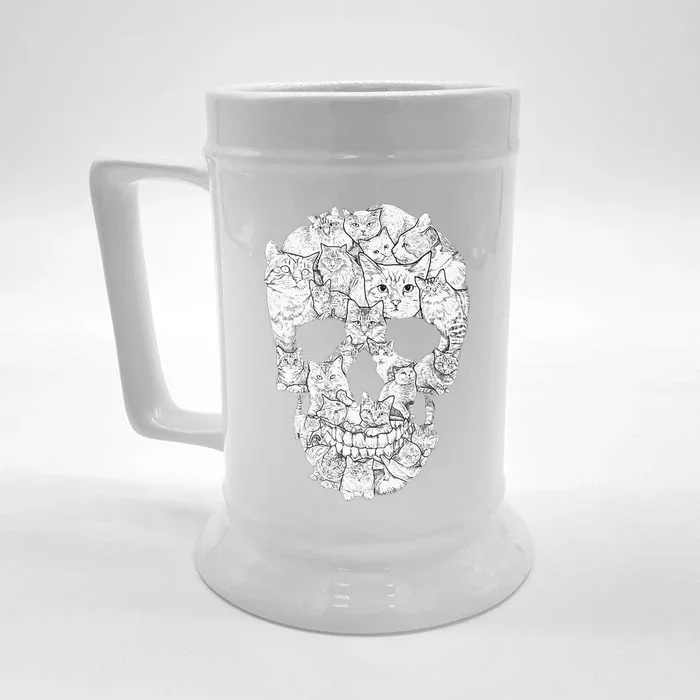 Cat Skull Kitty Skeleton Halloween Costume Idea Front & Back Beer Stein