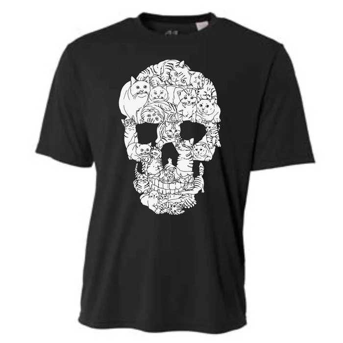 Cat Skull Kitty Skeleton Halloween Goth Punk Emo Gift Cooling Performance Crew T-Shirt