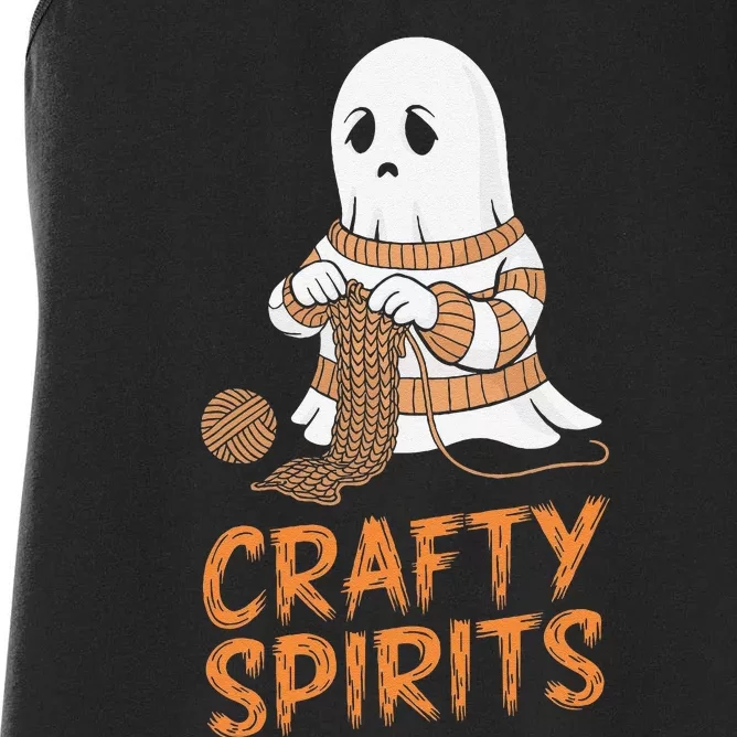 Crafty Spirits Knitting Ghost Design For Halloween Fun Women's Racerback Tank