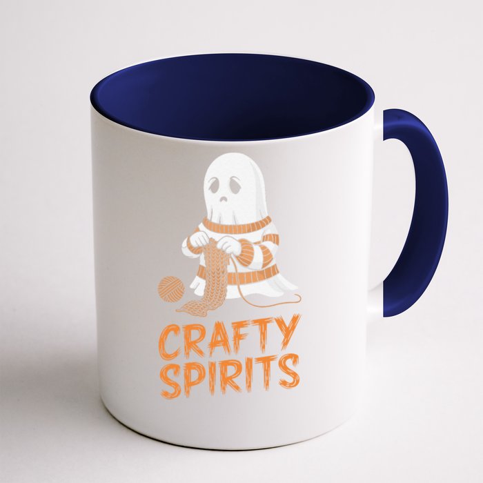 Crafty Spirits Knitting Ghost Design For Halloween Fun Front & Back Coffee Mug