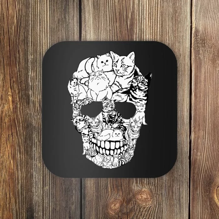 Cat Skull Kitty Skeleton Halloween Costume Skull Cat Coaster