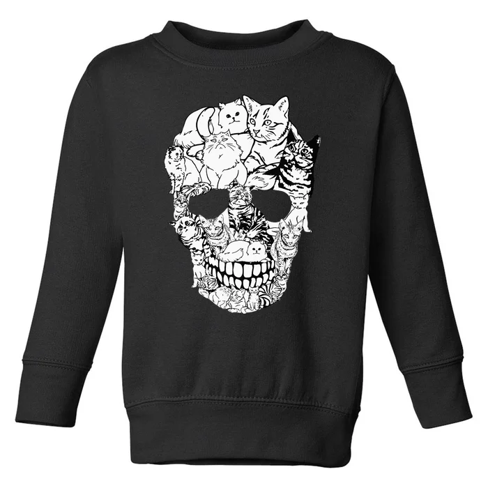 Cat Skull Kitty Skeleton Halloween Costume Skull Cat Toddler Sweatshirt