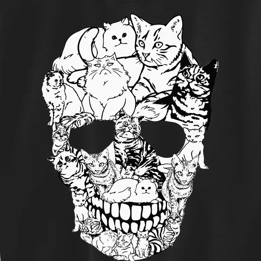 Cat Skull Kitty Skeleton Halloween Costume Skull Cat Kids Sweatshirt