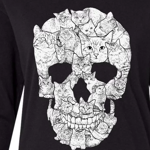 Cat Skull Kitty Skeleton Halloween Costume Idea Womens Cotton Relaxed Long Sleeve T-Shirt