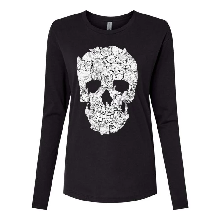 Cat Skull Kitty Skeleton Halloween Costume Idea Womens Cotton Relaxed Long Sleeve T-Shirt