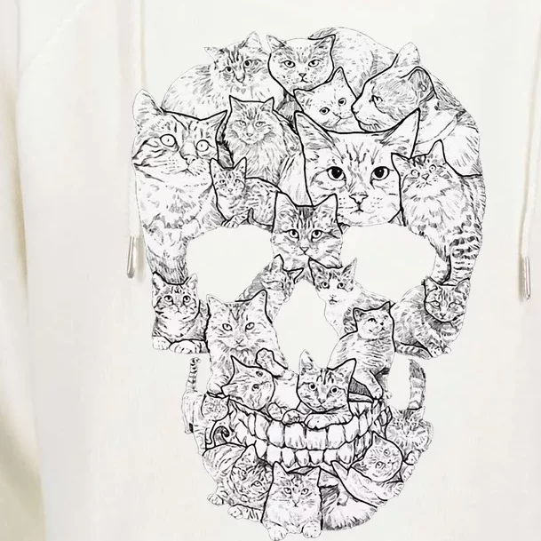 Cat Skull Kitty Skeleton Halloween Costume Idea Womens Funnel Neck Pullover Hood