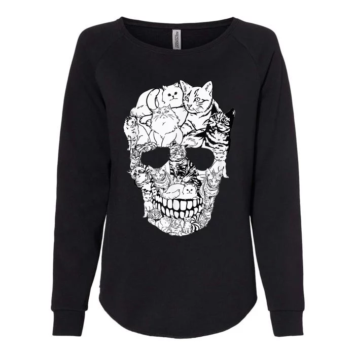 Cat Skull Kitty Skeleton Halloween Costume Skull Cat Womens California Wash Sweatshirt