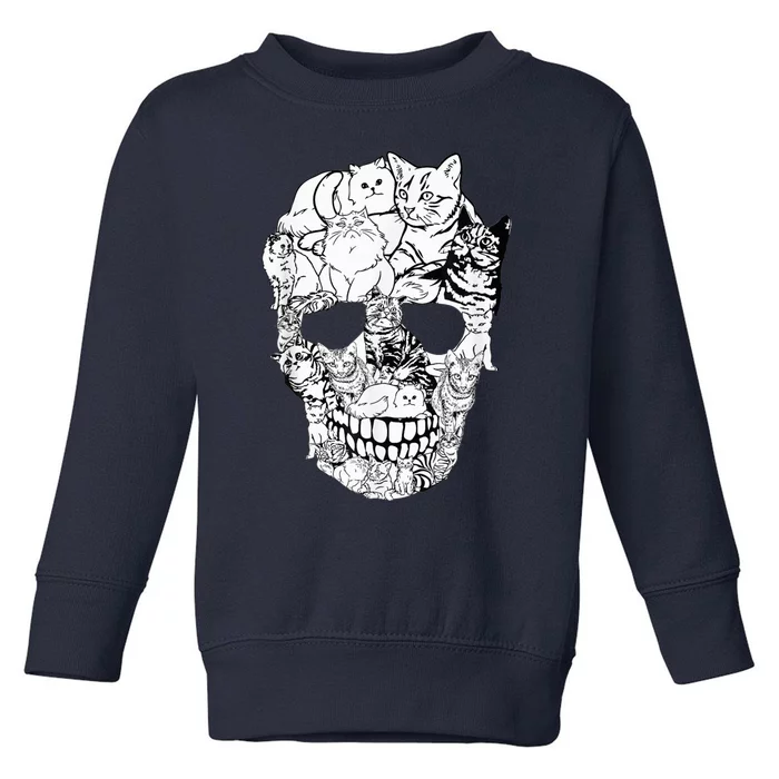 Cat Skull Kitty Skeleton Halloween Costume Skull Cat Toddler Sweatshirt