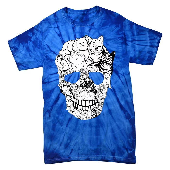 Cat Skull Kitty Skeleton Halloween Tie-Dye T-Shirt