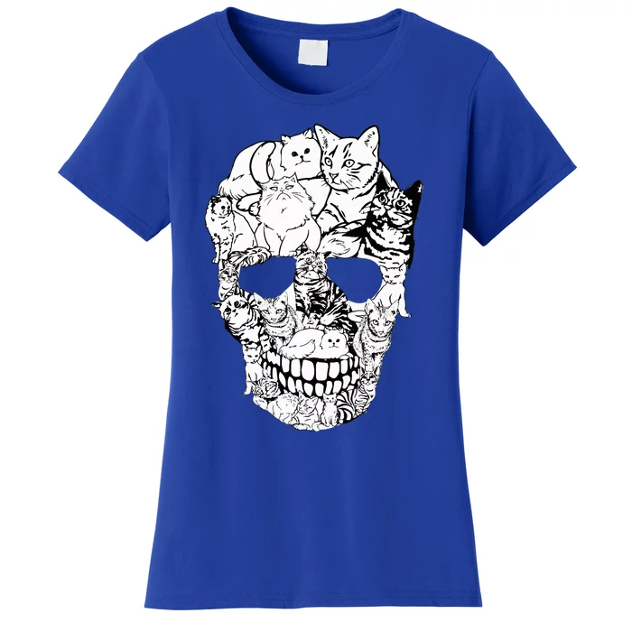 Cat Skull Kitty Skeleton Halloween Women's T-Shirt