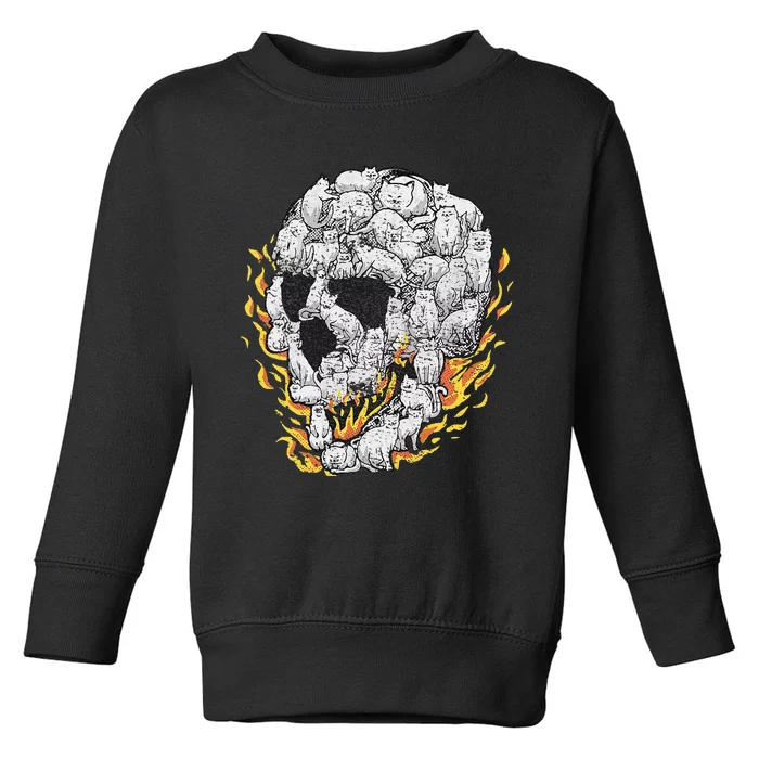 Cat Skull Kitty Skeleton Halloween Costume Skull Cat Toddler Sweatshirt