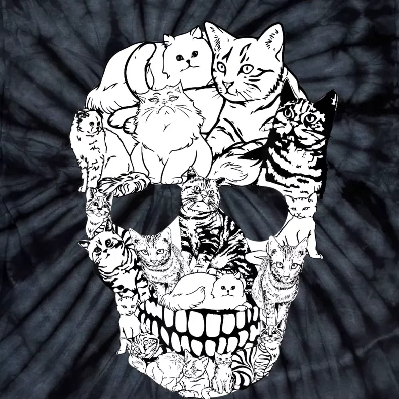 Cat Skull Kitty Skeleton Halloween Costume Skull Cat Tie-Dye T-Shirt