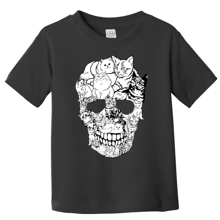 Cat Skull Kitty Skeleton Halloween Costume Skull Cat Toddler T-Shirt