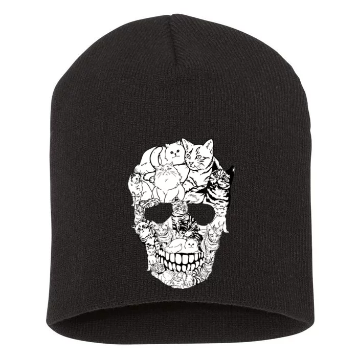 Cat Skull Kitty Skeleton Halloween Costume Skull Cat Short Acrylic Beanie