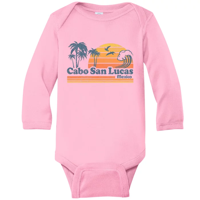 Cabo San Lucas Mexico Beach Summer Vacation Vintage Retro Baby Long Sleeve Bodysuit