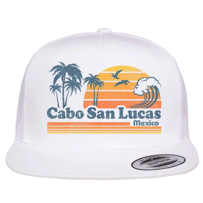 Cabo San Lucas Mexico Beach Summer Vacation Vintage Retro Flat Bill Trucker Hat