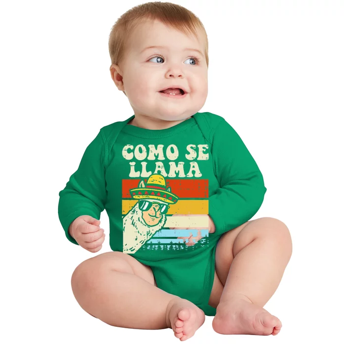 Como Se Llama Funny Cinco De Mayo Mexican Alpaca Animal Baby Long Sleeve Bodysuit