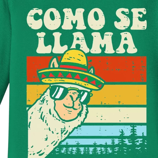 Como Se Llama Funny Cinco De Mayo Mexican Alpaca Animal Baby Long Sleeve Bodysuit