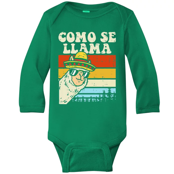 Como Se Llama Funny Cinco De Mayo Mexican Alpaca Animal Baby Long Sleeve Bodysuit