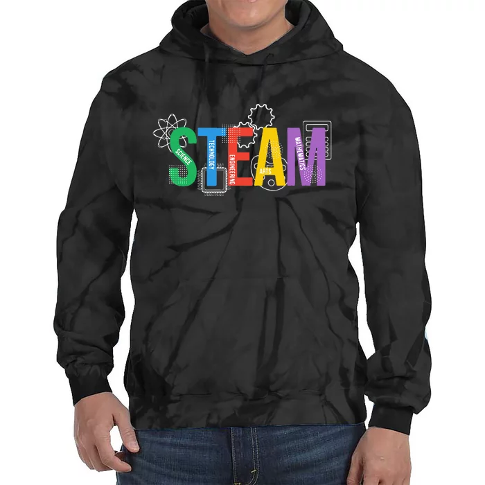 Colorful Steam Letters For Steam Program Teacher And Student Tie Dye Hoodie