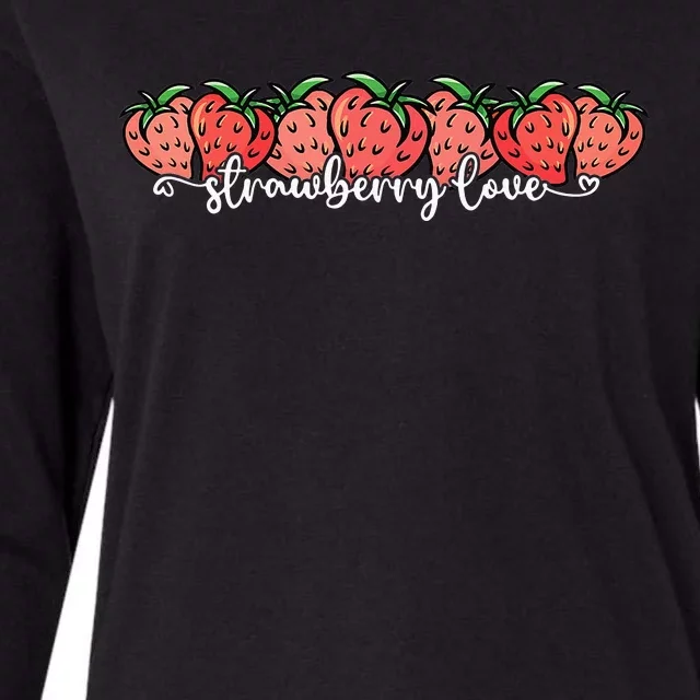 Cute Strawberry Love Lovers Fruit Berry Farmer Strawberries Womens Cotton Relaxed Long Sleeve T-Shirt