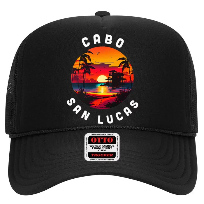 Cabo San Lucas Souvenir Mexico Family Group Trip Vacation High Crown Mesh Trucker Hat