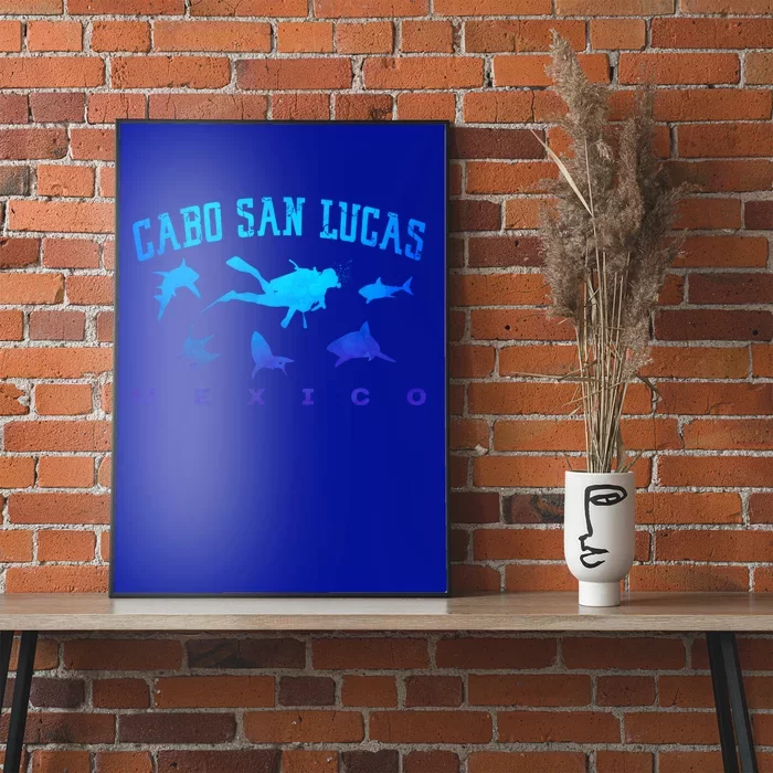 Cabo San Lucas Mexico Beach Vacation Trip Scuba Diver Sharks Gift Poster