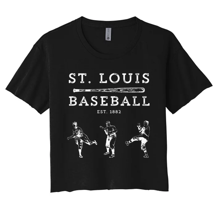 Classic St Louis Missouri Baseball Fan Retro Women's Crop Top Tee