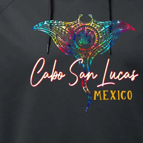 Cabo San Lucas Mexico Tie Dye Stingray Theme Family Vacation Performance Fleece Hoodie