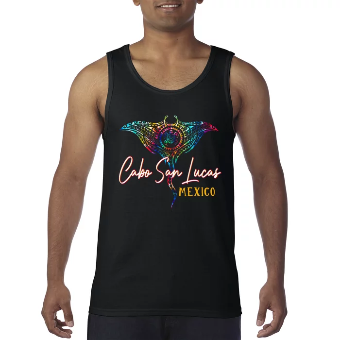 Cabo San Lucas Mexico Tie Dye Stingray Theme Family Vacation Tank Top