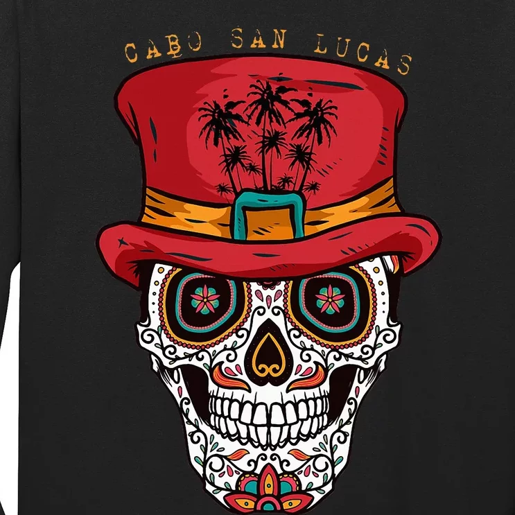 Cabo San Lucas Sugar Skull & Hat Souvenir Long Sleeve Shirt