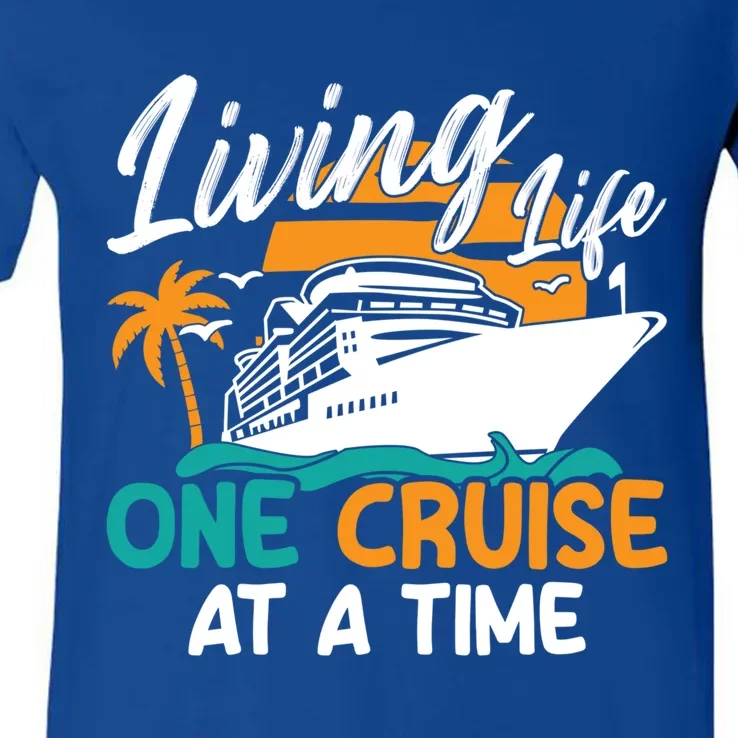 Cruise Ship Living Life One Cruise At A Time Funny Cool Gift V-Neck T-Shirt