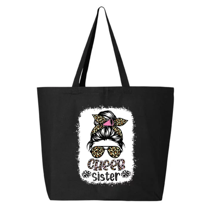 Cheer Sister Leopard Messy Bun Cheerleader Bleached 25L Jumbo Tote