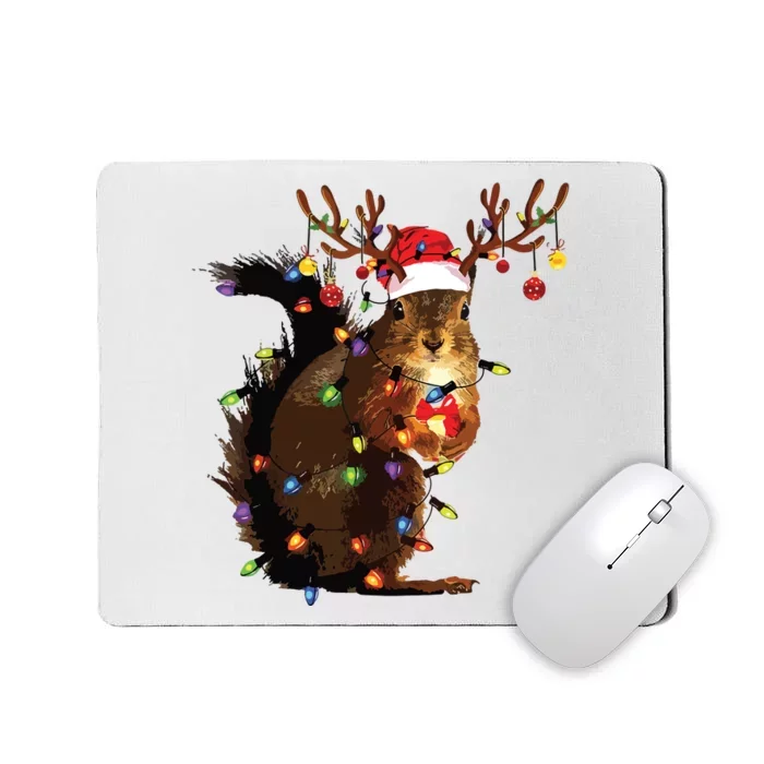 Christmas Squirrel Lights Mousepad