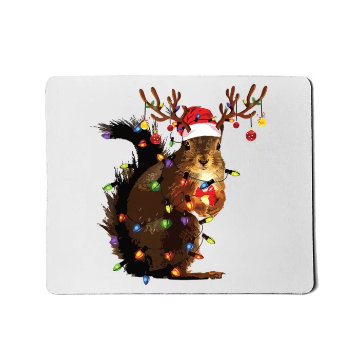 Christmas Squirrel Lights Mousepad