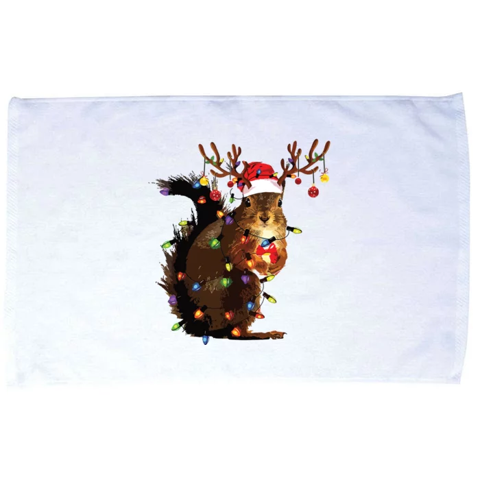 Christmas Squirrel Lights Microfiber Hand Towel