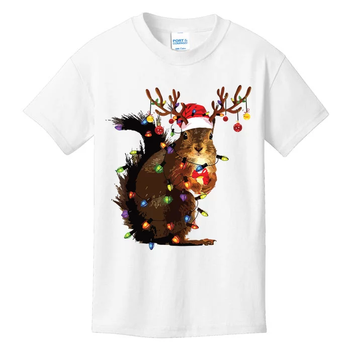 Christmas Squirrel Lights Kids T-Shirt