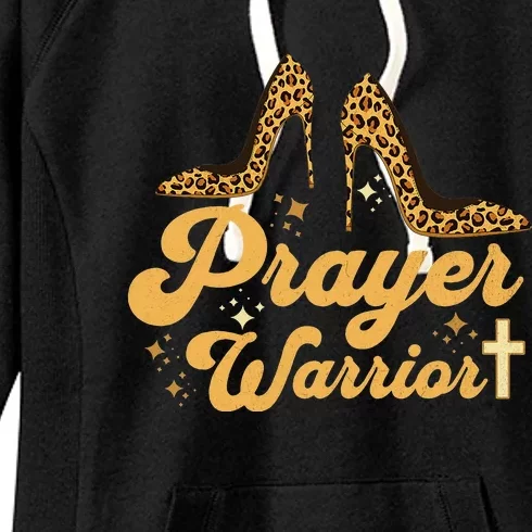 Christian Sayings Leopard Heels Prayer Warrior Women's Fleece Hoodie