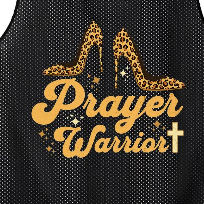 Christian Sayings Leopard Heels Prayer Warrior Mesh Reversible Basketball Jersey Tank