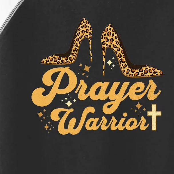 Christian Sayings Leopard Heels Prayer Warrior Toddler Fine Jersey T-Shirt