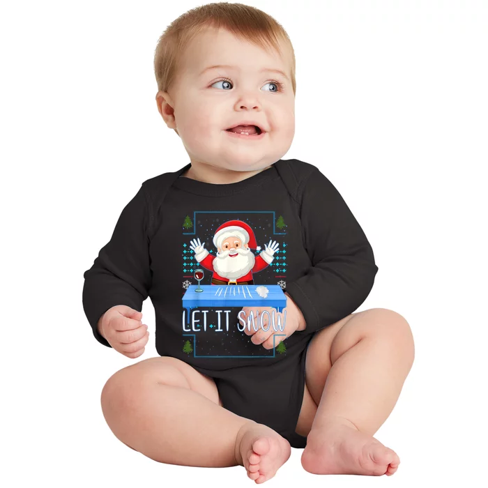 Cocaine Santa Let It Snow Baby Long Sleeve Bodysuit